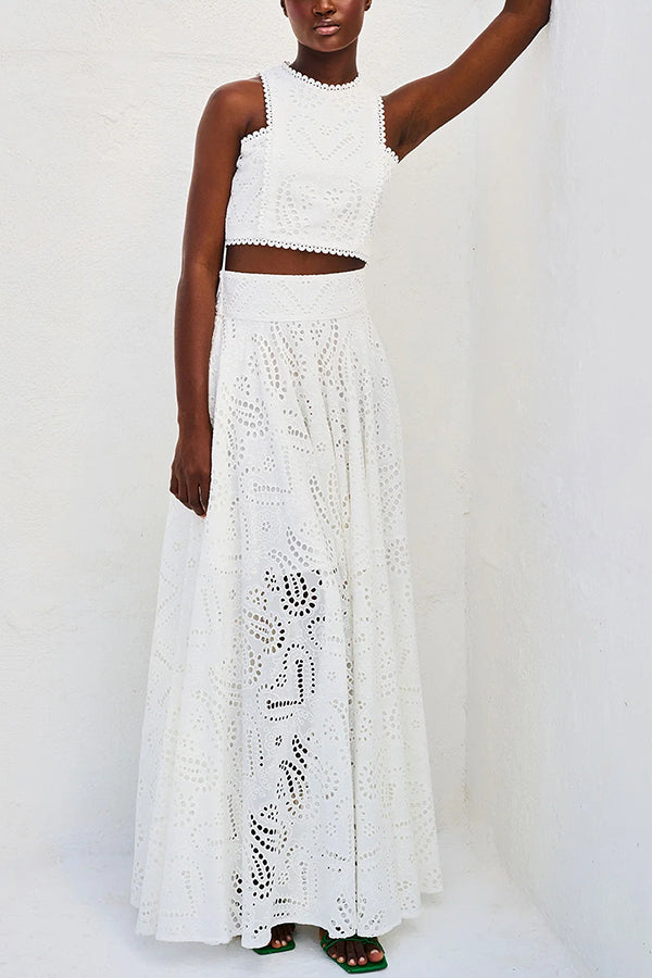 Rosa | Embroidered Set with Maxi Skirt