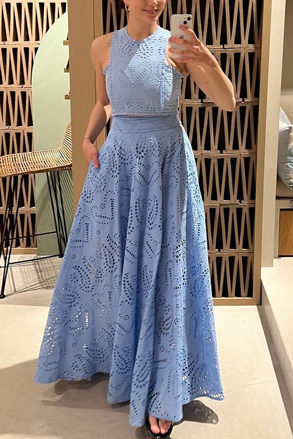 Rosa | Embroidered Set with Maxi Skirt