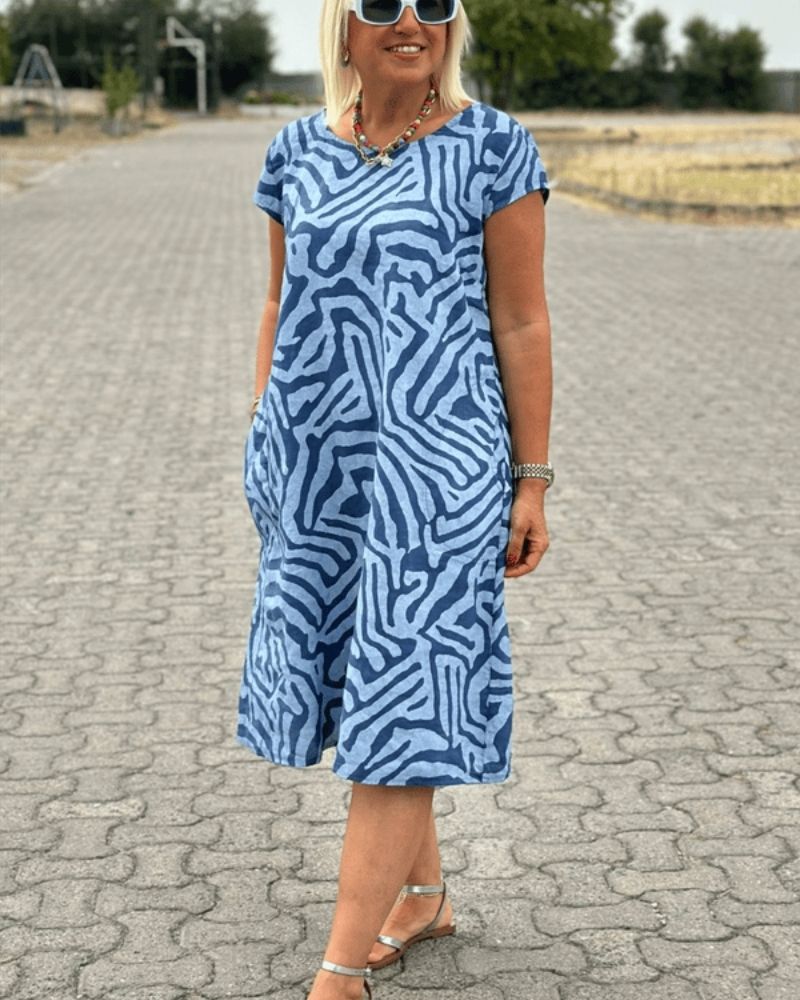 Ellen – Summer Dress with Round Neck and Beautiful Print