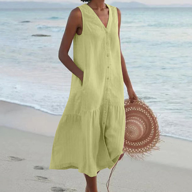 Marilyn – Sleeveless Buttoned Midi Dress