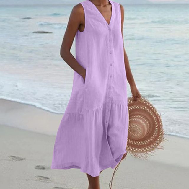 Marilyn – Sleeveless Buttoned Midi Dress