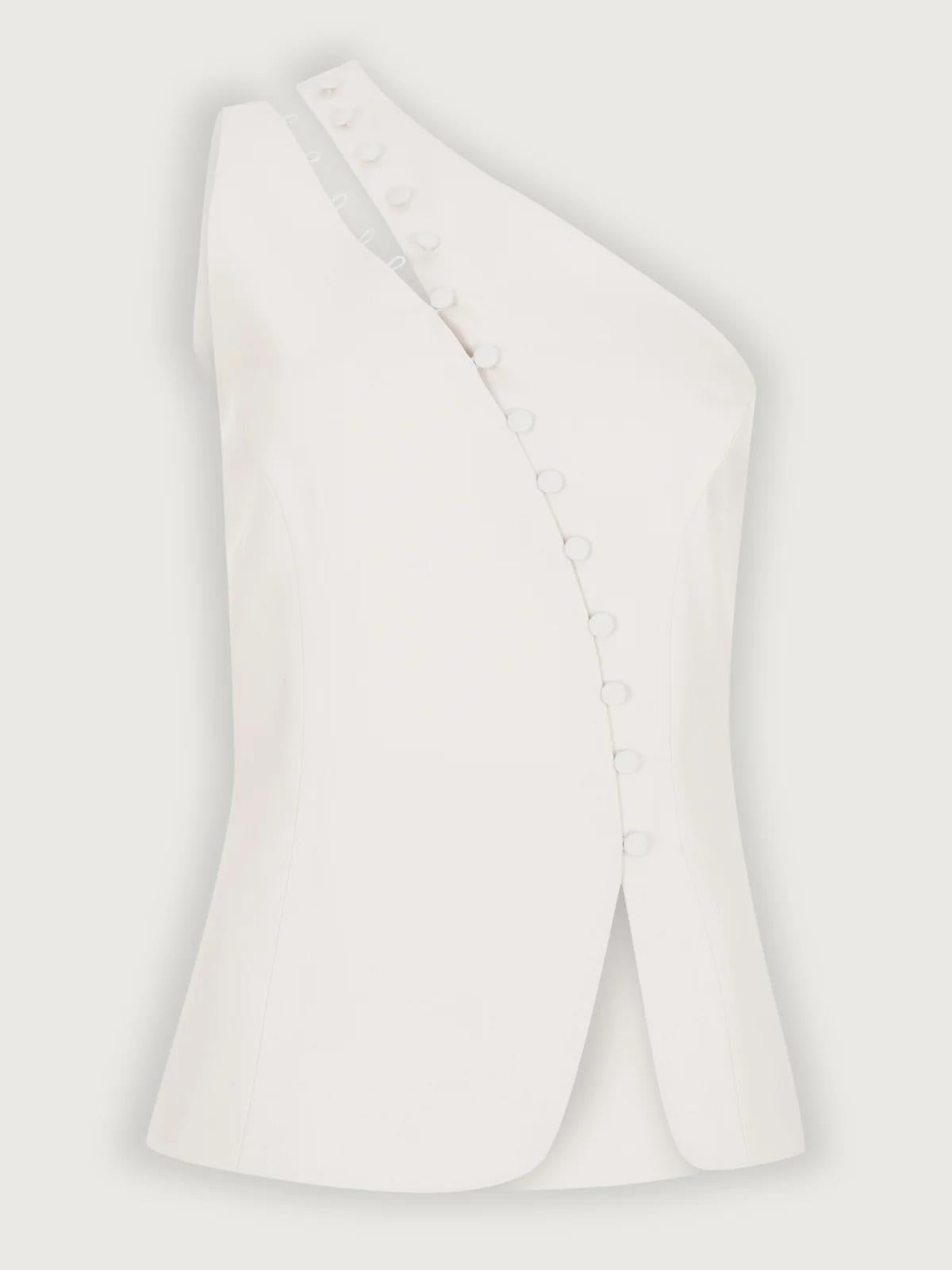 Azura | One-Shoulder Button Detail Top