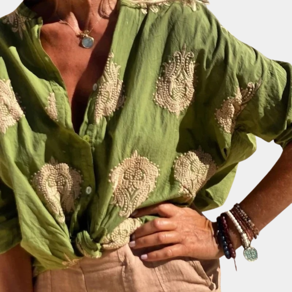 Amira | Boho-Linen Crop Blouse