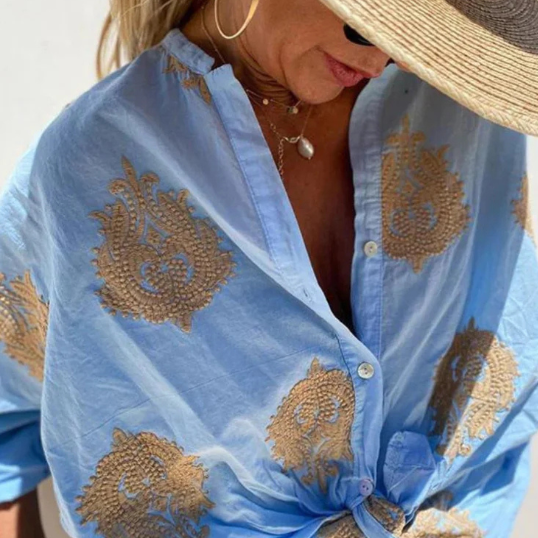 Amira | Boho-Linen Crop Blouse