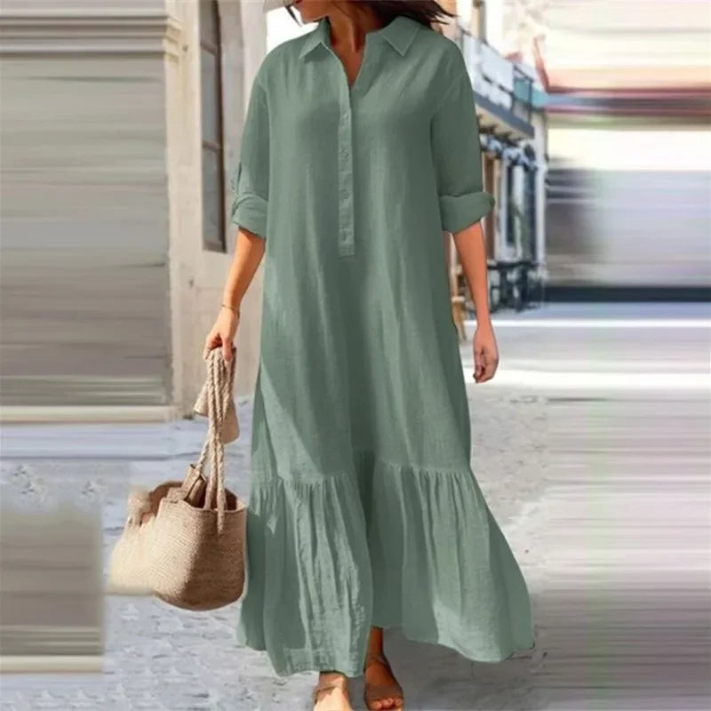 Lena | Cotton-Linen Maxi Dress