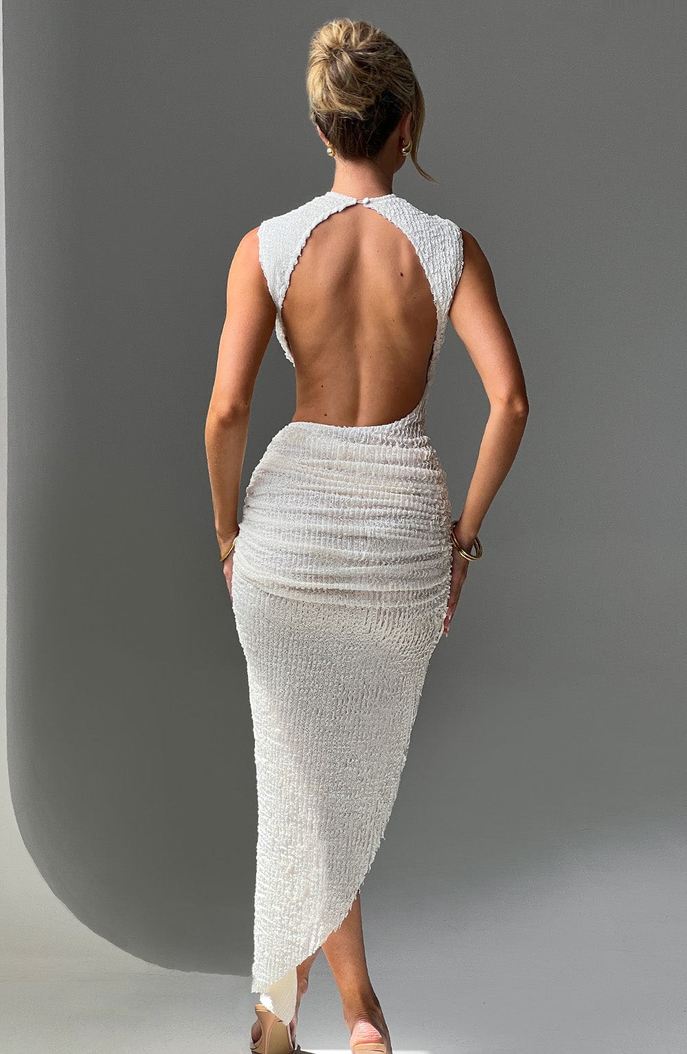 Sierra | Textured Asymmetric Midi Dress