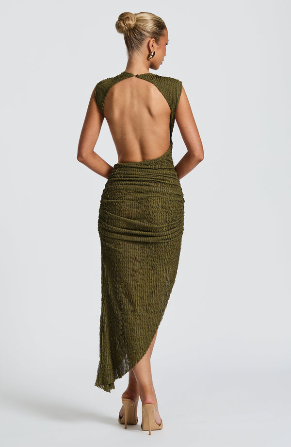 Sierra | Textured Asymmetric Midi Dress