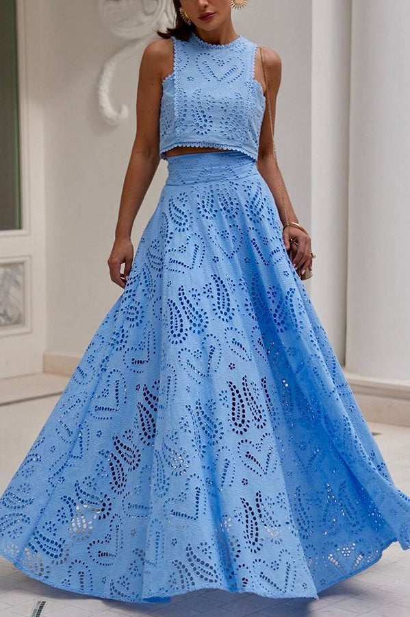 Rosa | Embroidered Set with Maxi Skirt