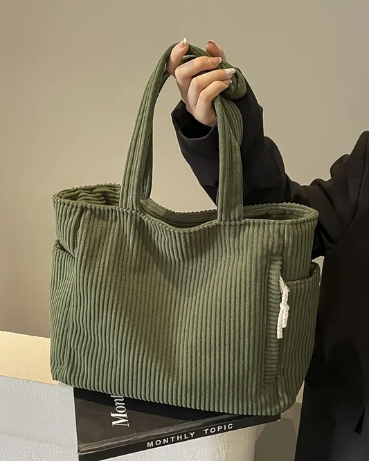 Nova – Ribbed Tote Bag with Drawstring Detail