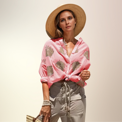 Amira | Boho-Linen Crop Blouse