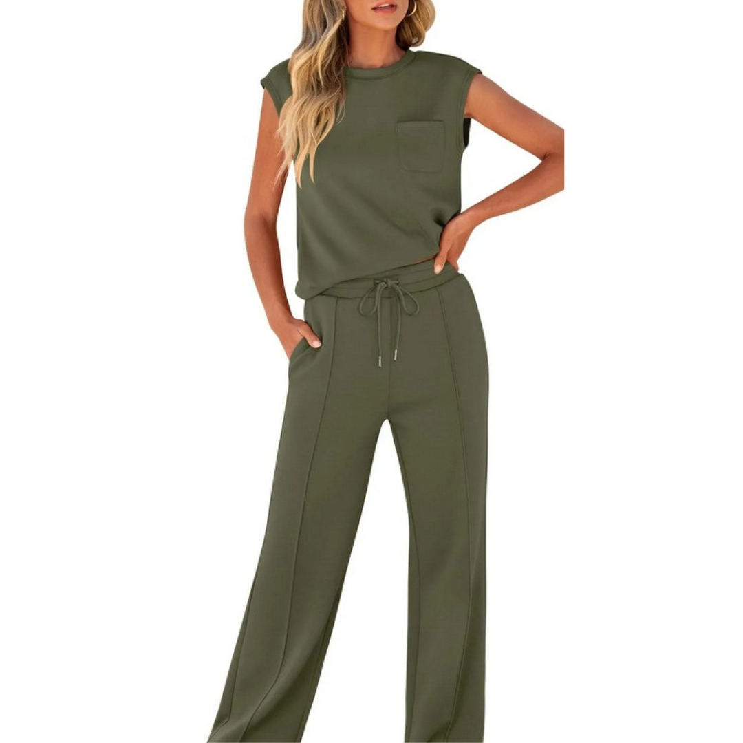 Cindy | Sleeveless Drawstring Lounge Set