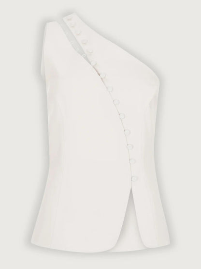 Azura | One-Shoulder Button Detail Top