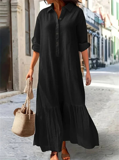 Lena | Cotton-Linen Maxi Dress
