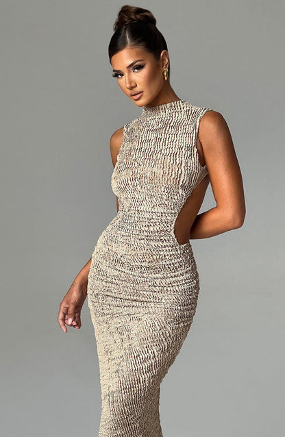 Sierra | Textured Asymmetric Midi Dress
