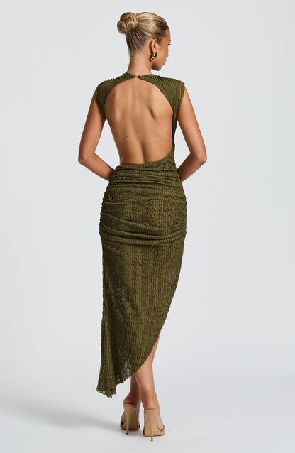 Sierra | Textured Asymmetric Midi Dress