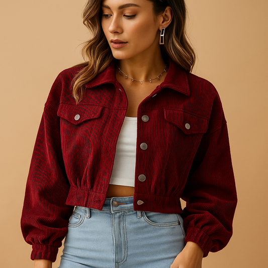 Demi | Oversized Cropped Corduroy Jacket