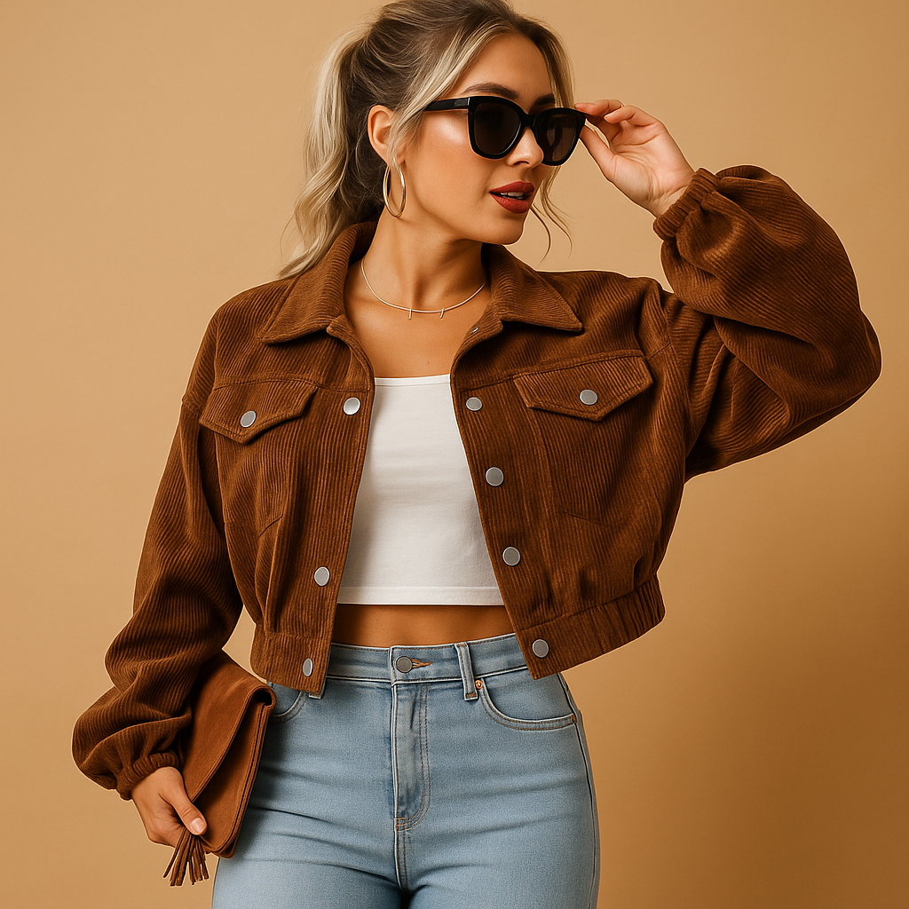 Demi | Oversized Cropped Corduroy Jacket