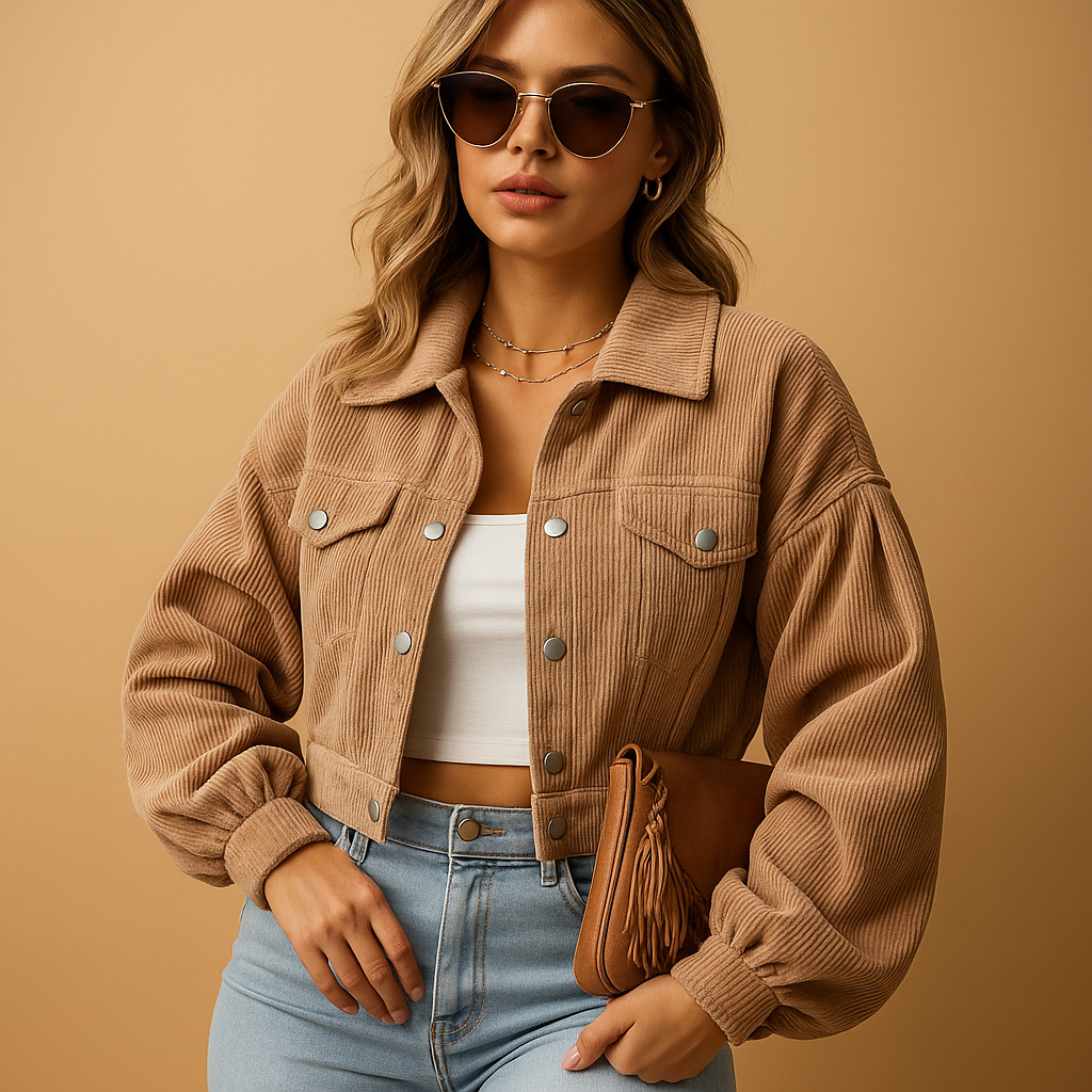 Demi | Oversized Cropped Corduroy Jacket